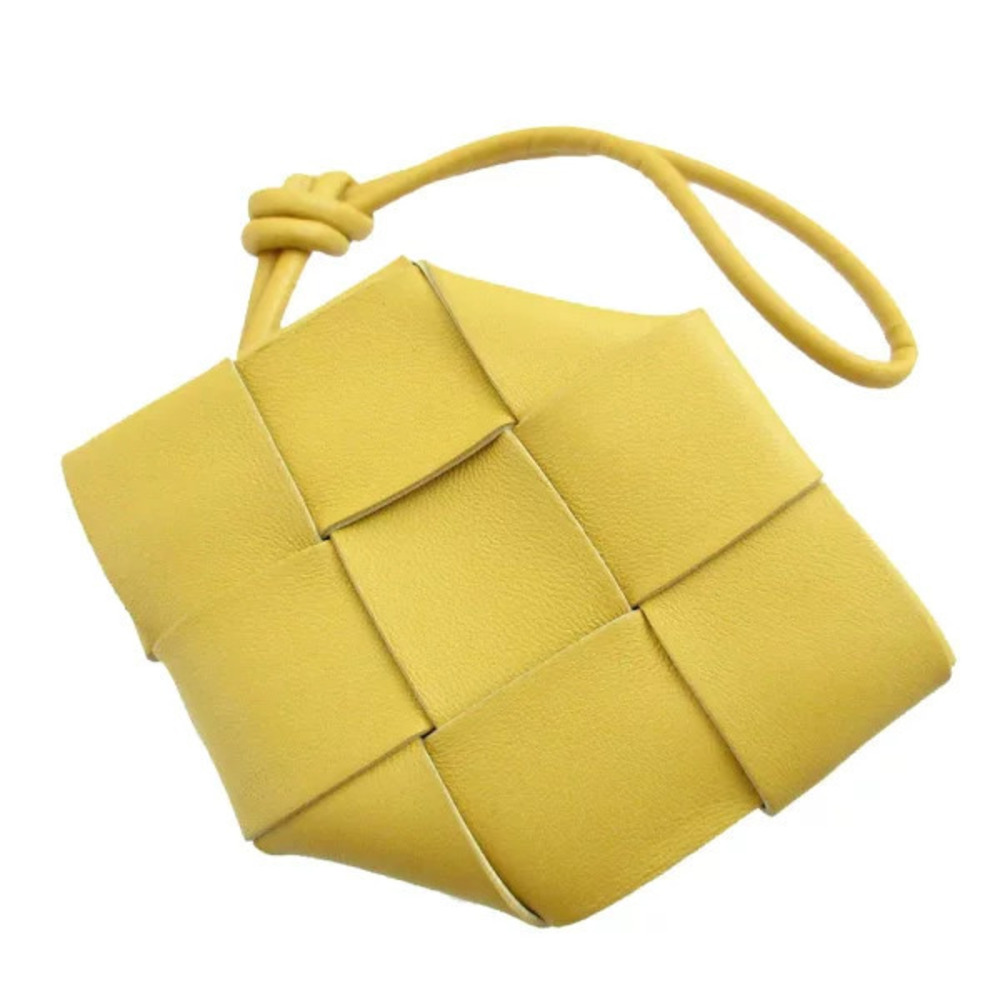 Bottega Veneta Maxi Intrecciato Leather Coin Purse Wallet Yellow